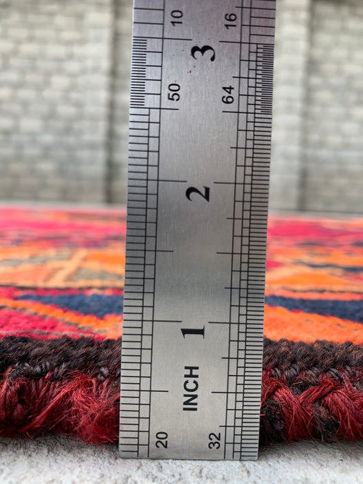 8'1 x 4'11 handgeknoopt Perzisch wollen tapijt - Magenta geometrisch tribaal ruitontwerp - KBHM-928