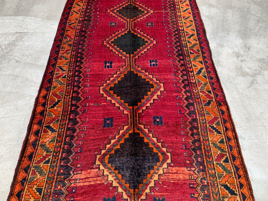 8'1 x 4'11 handgeknoopt Perzisch wollen tapijt - Magenta geometrisch tribaal ruitontwerp - KBHM-928