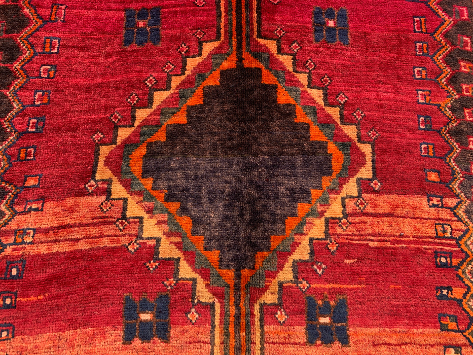 8'1 x 4'11 handgeknoopt Perzisch wollen tapijt - Magenta geometrisch tribaal ruitontwerp - KBHM-928