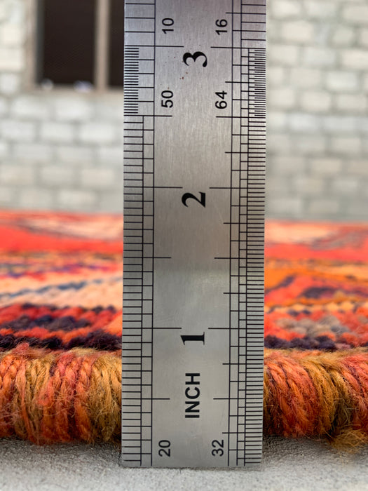 12'3 x 4'10 Handgeknoopt Perzisch wollen loper - Roestkleurig geometrisch tribaal medaillonmotief - KBHM-929