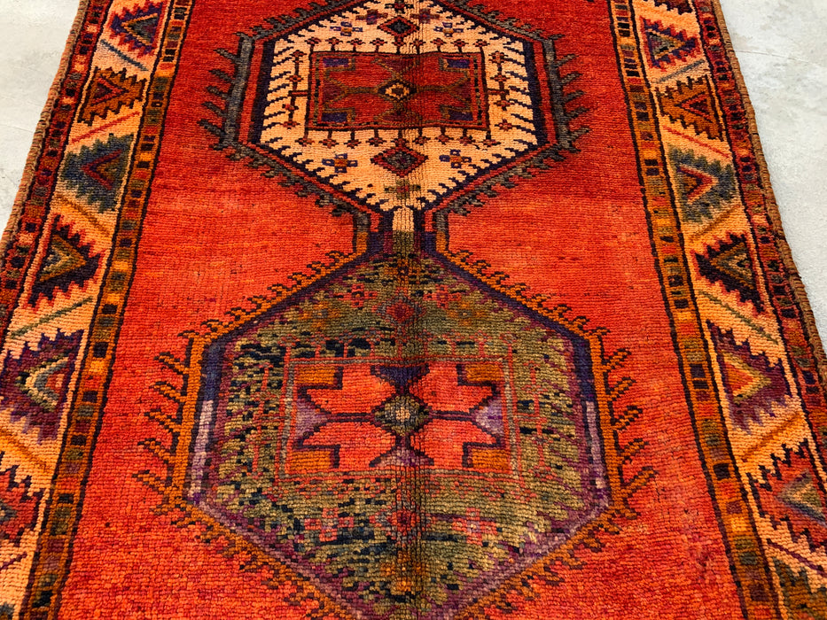12'3 x 4'10 Handgeknoopt Perzisch wollen loper - Roestkleurig geometrisch tribaal medaillonmotief - KBHM-929