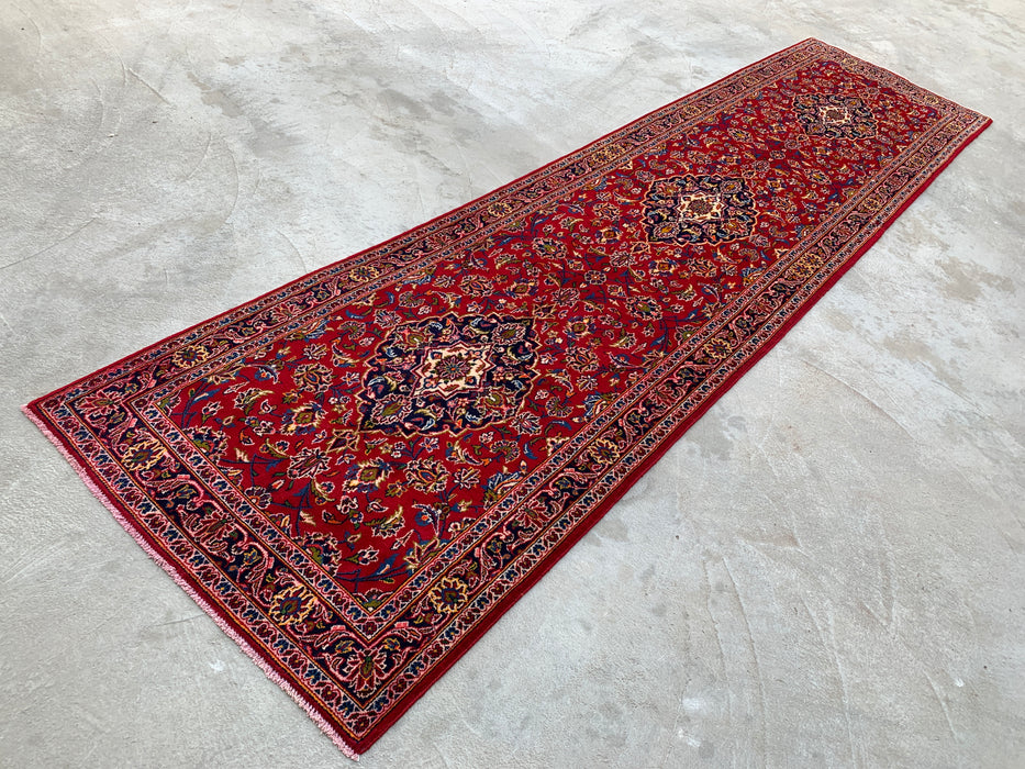 13'1 x 3'4 handgeknoopt Perzisch wollen loper - Rood bloemenmedaillon-ontwerp - KBHM-930