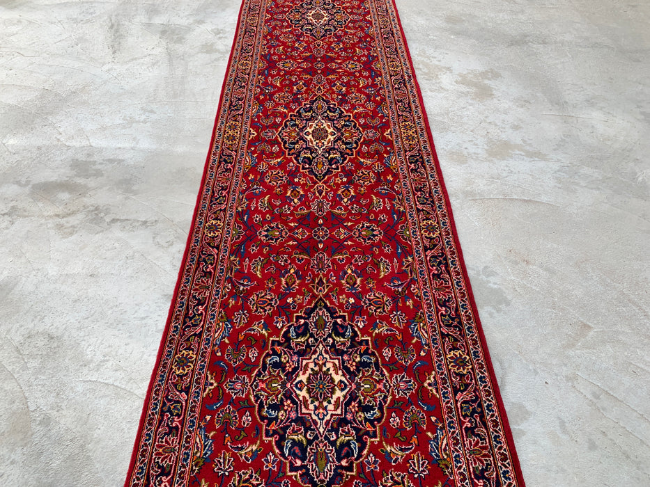 13'1 x 3'4 handgeknoopt Perzisch wollen loper - Rood bloemenmedaillon-ontwerp - KBHM-930