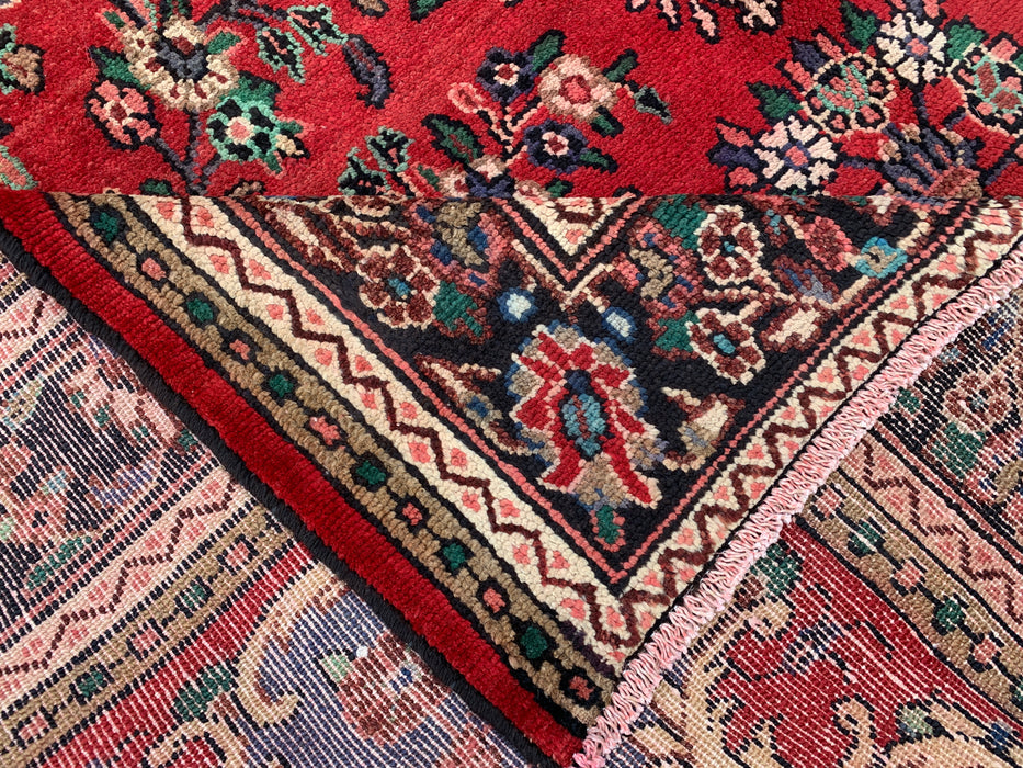 Handgemaakt Perzisch wollen vloerkleed 7x10 - Rood Perzisch tapijt met bloemenmedaillon - Exacte afmeting 292 cm x 211 cm - KBHM-932