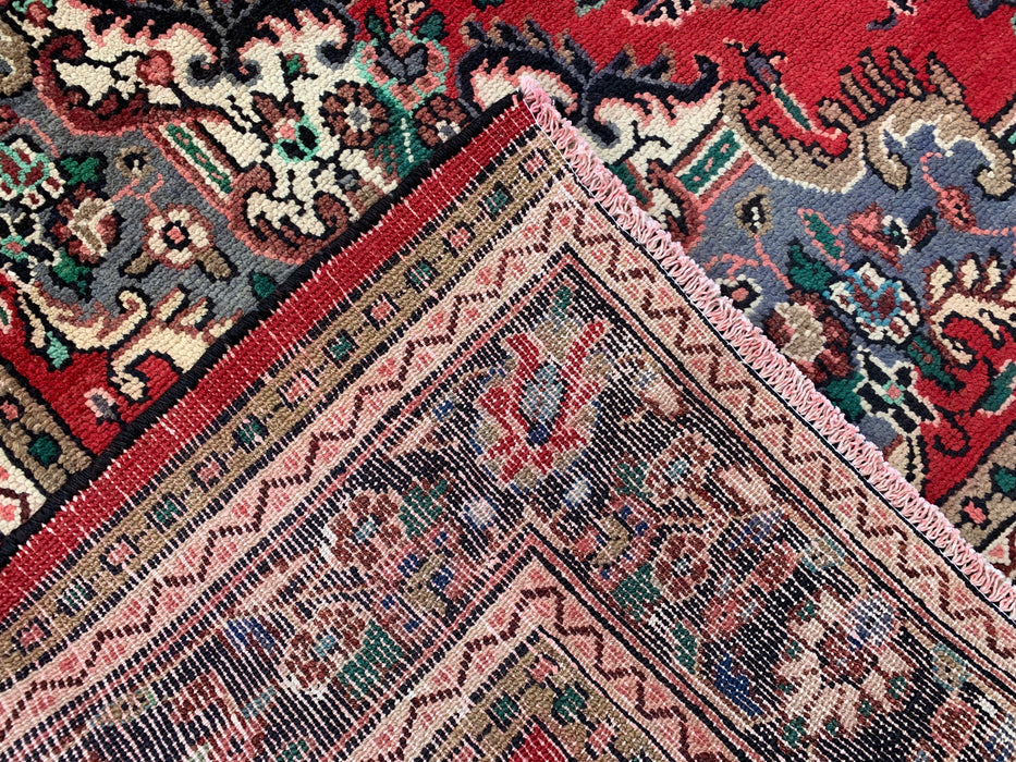 Handgemaakt Perzisch wollen vloerkleed 7x10 - Rood Perzisch tapijt met bloemenmedaillon - Exacte afmeting 292 cm x 211 cm - KBHM-932