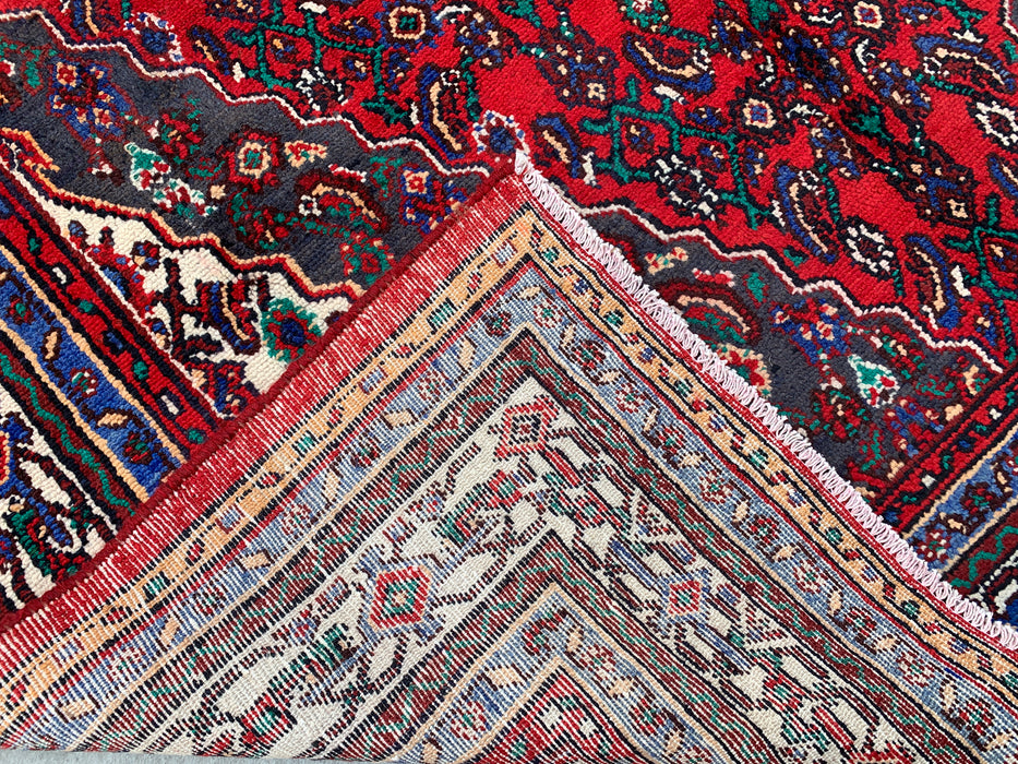 Handgemaakt Perzisch wollen vloerkleed 7x10 - Rood Perzisch tapijt met bloemenmedaillon - Exacte afmeting 9'10" x 6'10" - KBHM-933