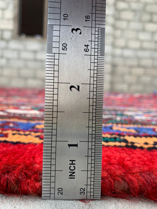 Handgemaakt Perzisch wollen vloerkleed 7x10 - Rood Perzisch tapijt met bloemenmedaillon - Exacte afmeting 9'10" x 6'10" - KBHM-933