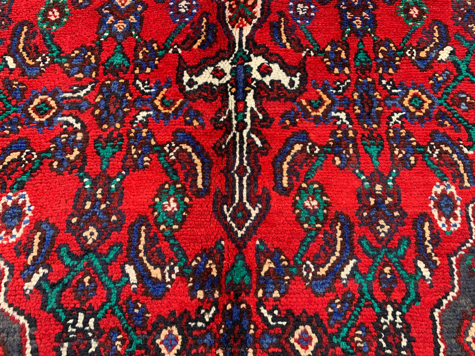 Handgemaakt Perzisch wollen vloerkleed 7x10 - Rood Perzisch tapijt met bloemenmedaillon - Exacte afmeting 9'10" x 6'10" - KBHM-933