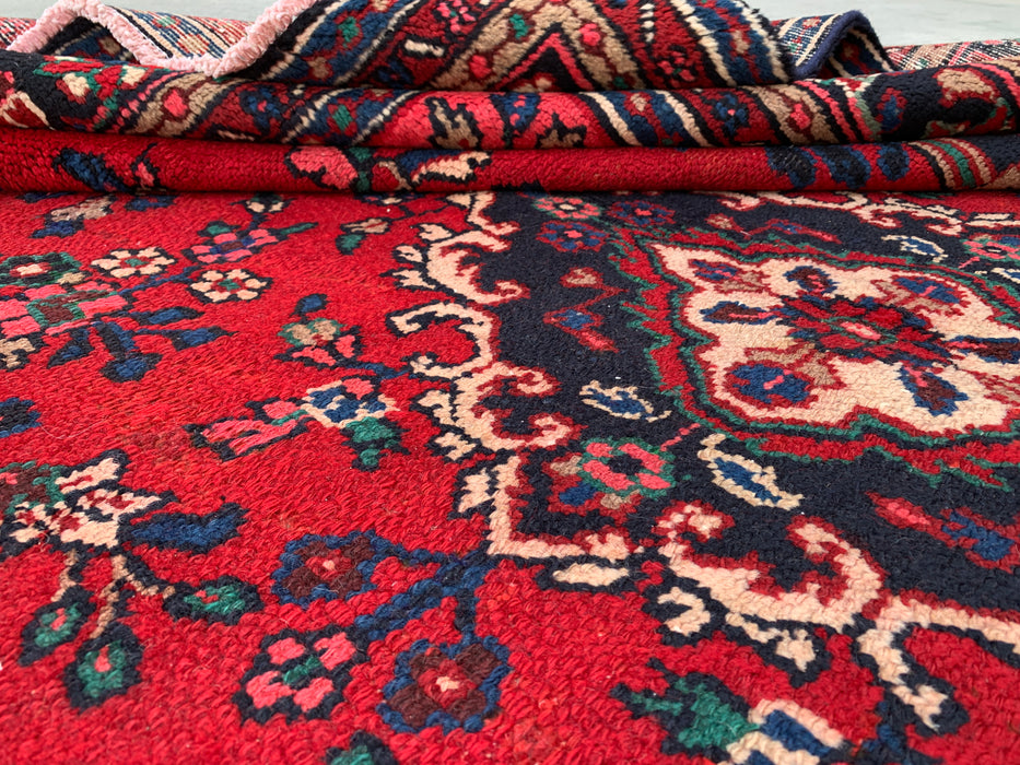 10'3 x 7'4 Handgeknoopt Perzisch wollen tapijt - Rood floraal medaillonontwerp - KBHM-934