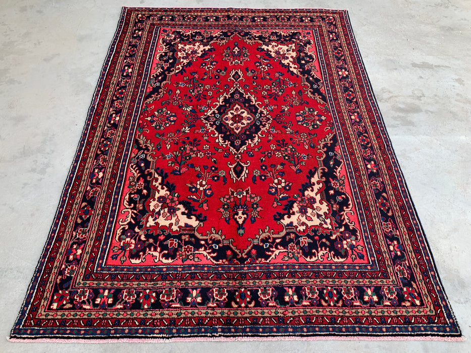 10'3 x 7'4 Handgeknoopt Perzisch wollen tapijt - Rood floraal medaillonontwerp - KBHM-934