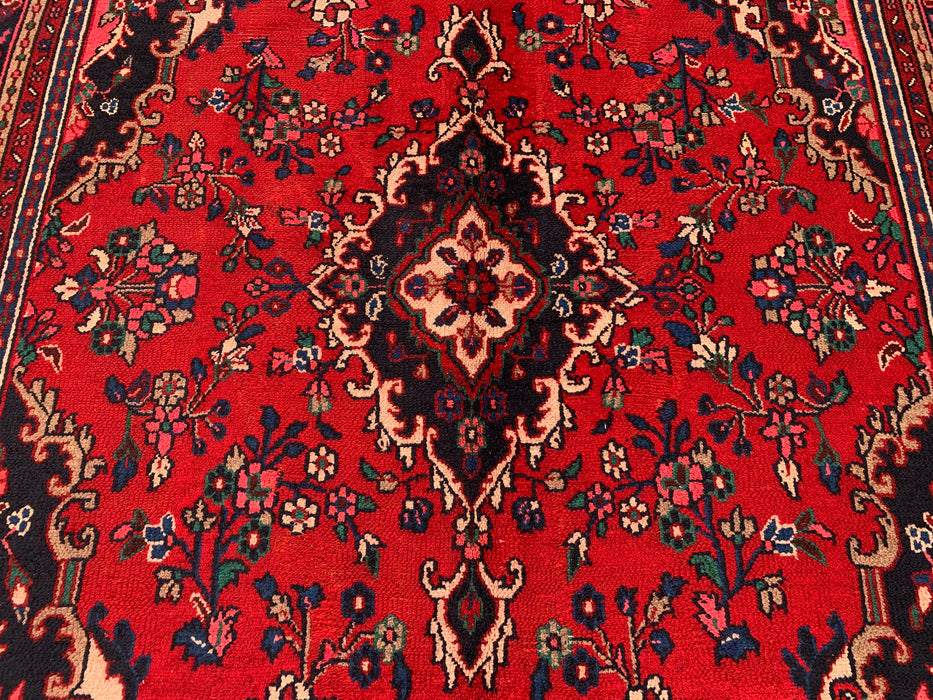 10'3 x 7'4 Handgeknoopt Perzisch wollen tapijt - Rood floraal medaillonontwerp - KBHM-934
