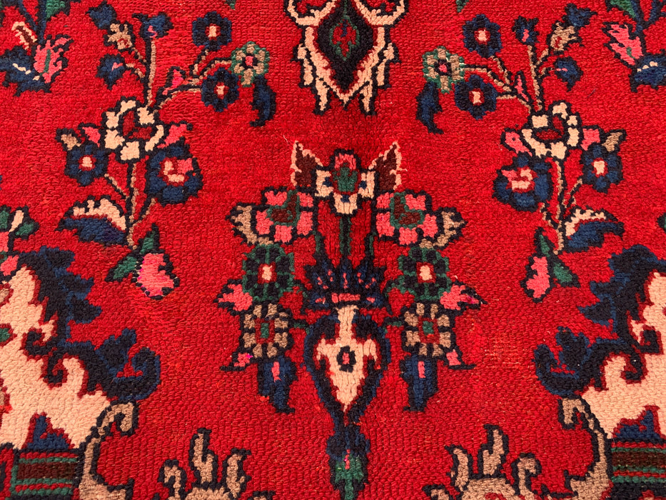 10'3 x 7'4 Handgeknoopt Perzisch wollen tapijt - Rood floraal medaillonontwerp - KBHM-934