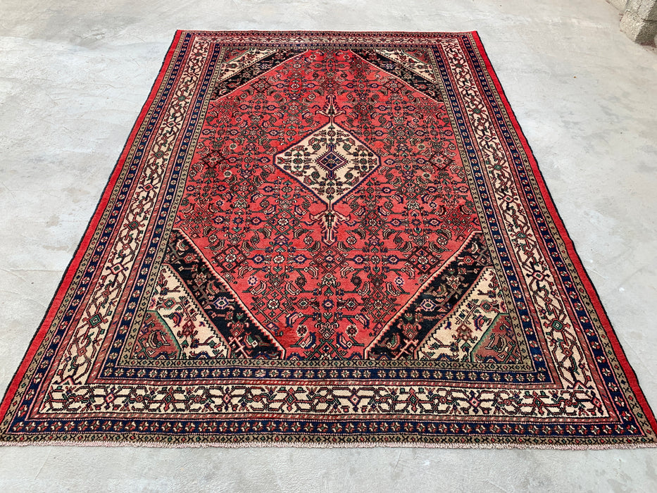 11'8 x 8'7 Handgeknoopt Perzisch wollen tapijt - Koraalrood medaillonontwerp - KBHM-935