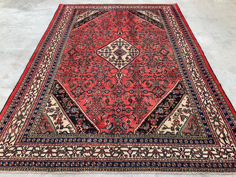 11'8 x 8'7 Handgeknoopt Perzisch wollen tapijt - Koraalrood medaillonontwerp - KBHM-935