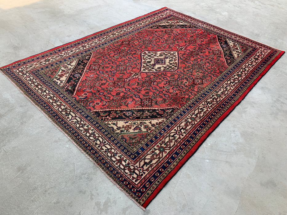 11'8 x 8'7 Handgeknoopt Perzisch wollen tapijt - Koraalrood medaillonontwerp - KBHM-935