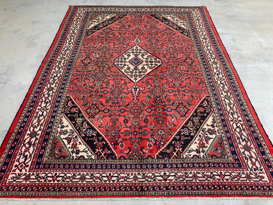 11'8 x 8'7 Handgeknoopt Perzisch wollen tapijt - Koraalrood medaillonontwerp - KBHM-935