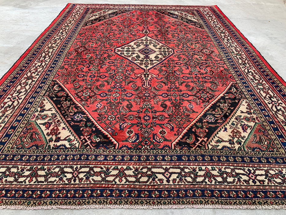 11'8 x 8'7 Handgeknoopt Perzisch wollen tapijt - Koraalrood medaillonontwerp - KBHM-935