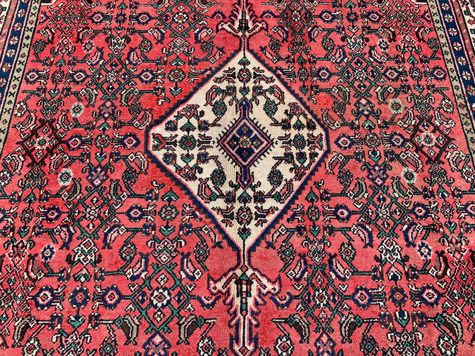 11'8 x 8'7 Handgeknoopt Perzisch wollen tapijt - Koraalrood medaillonontwerp - KBHM-935
