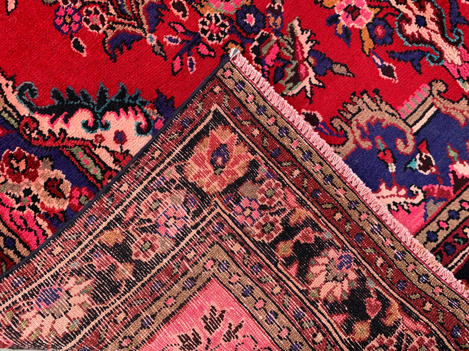 Handgemaakt Perzisch wollen vloerkleed 7x10 - Rood Perzisch tapijt met bloemenmedaillon - Exacte afmeting 315 cm x 206 cm - KBHM-936