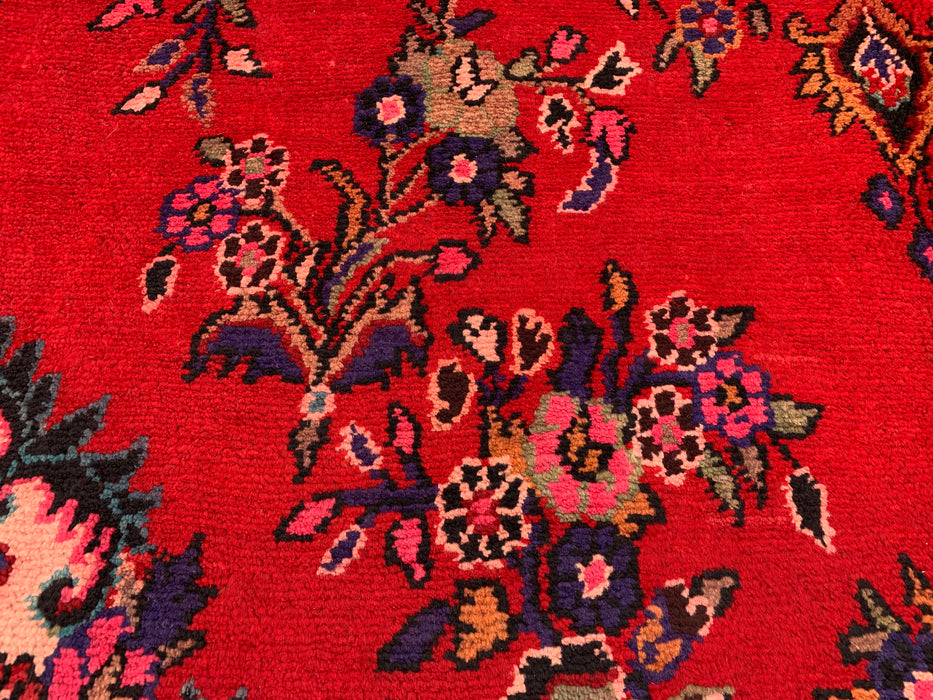 Handgemaakt Perzisch wollen vloerkleed 7x10 - Rood Perzisch tapijt met bloemenmedaillon - Exacte afmeting 315 cm x 206 cm - KBHM-936
