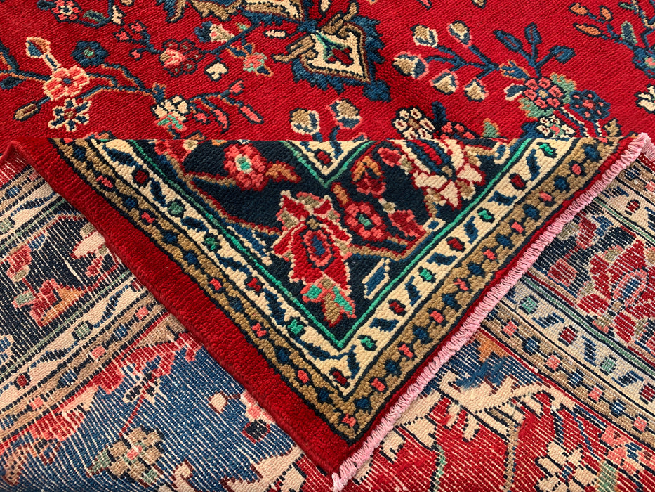 Handmade Persian Wool Area Rug 7x10 - Red Floral Medallion Persian Style Rug - Exact Size 10'3" x 6'11" - KBHM-937