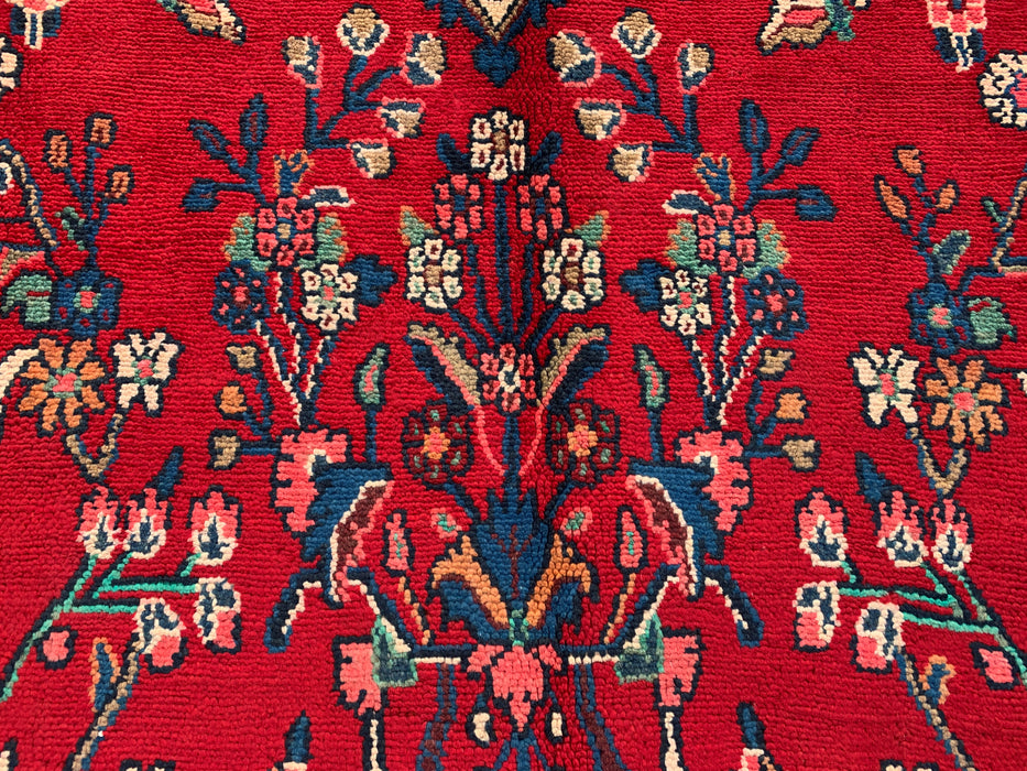 Handmade Persian Wool Area Rug 7x10 - Red Floral Medallion Persian Style Rug - Exact Size 10'3" x 6'11" - KBHM-937