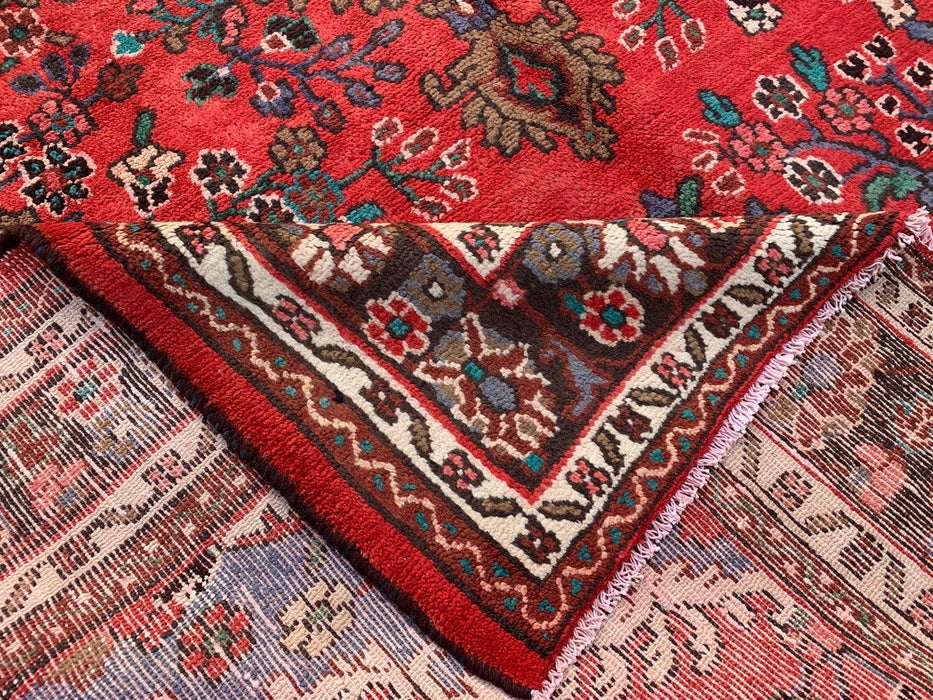 Handgemaakt Perzisch wollen vloerkleed 7x10 - Rood bloemmotief medaillon Perzische stijl vloerkleed - Exacte afmetingen 9'8" x 6'11" - KBHM-939