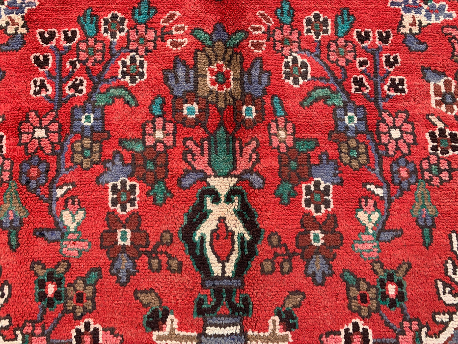 Handgemaakt Perzisch wollen vloerkleed 7x10 - Rood bloemmotief medaillon Perzische stijl vloerkleed - Exacte afmetingen 9'8" x 6'11" - KBHM-939