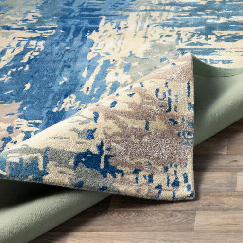 Banshee Handmade Wool & Viscose Rug — Blue Multi | BAN-3342 - construction