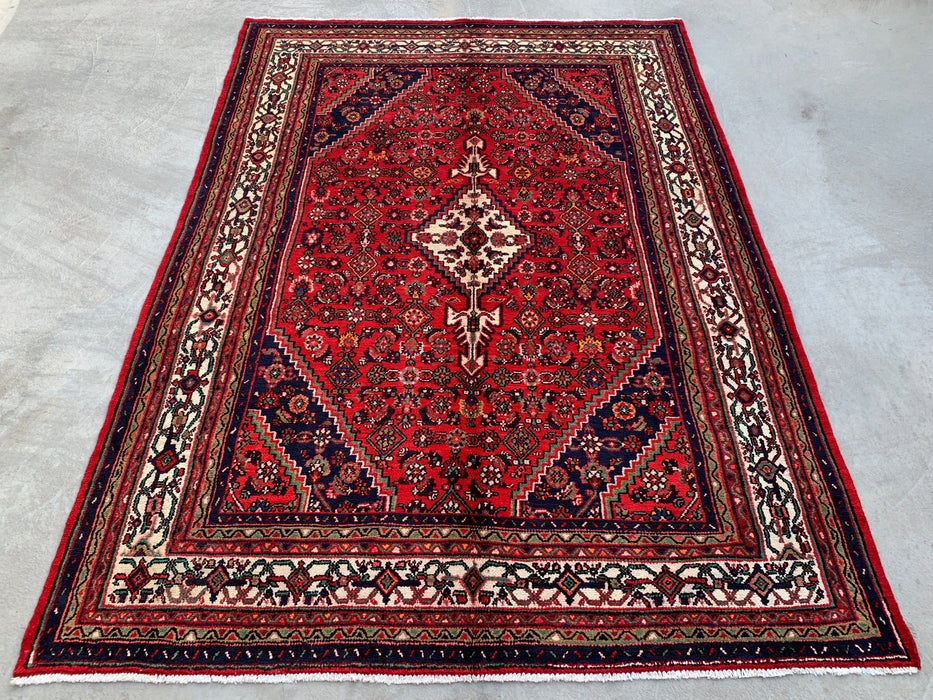 9'11 x 7'1 handgeknoopt Perzisch wollen tapijt - Rood geometrisch bloemmedaillon ontwerp - KBHM-940