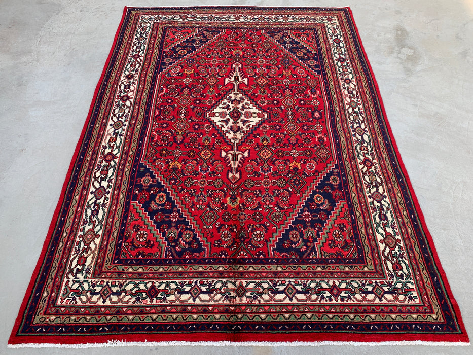 9'11 x 7'1 handgeknoopt Perzisch wollen tapijt - Rood geometrisch bloemmedaillon ontwerp - KBHM-940