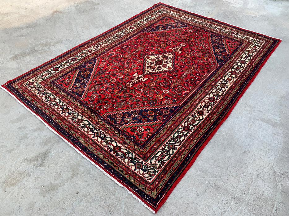 9'11 x 7'1 handgeknoopt Perzisch wollen tapijt - Rood geometrisch bloemmedaillon ontwerp - KBHM-940