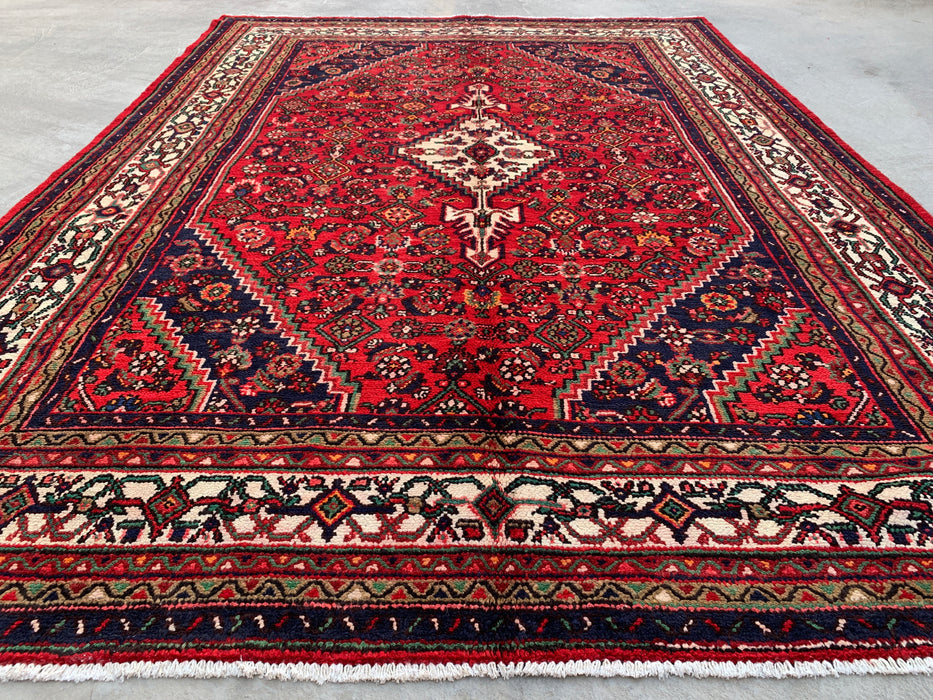 9'11 x 7'1 handgeknoopt Perzisch wollen tapijt - Rood geometrisch bloemmedaillon ontwerp - KBHM-940