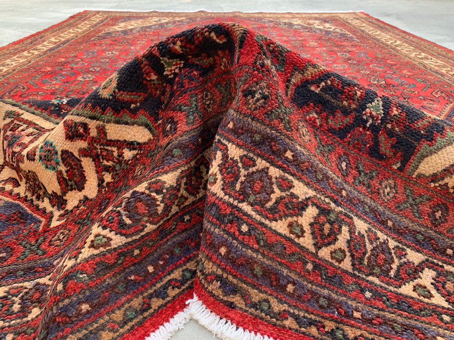 Handmade Persian Wool Area Rug 7x10 - Red Medallion Persian Style Rug - Exact Size 9'10" x 7'0" - KBHM-941