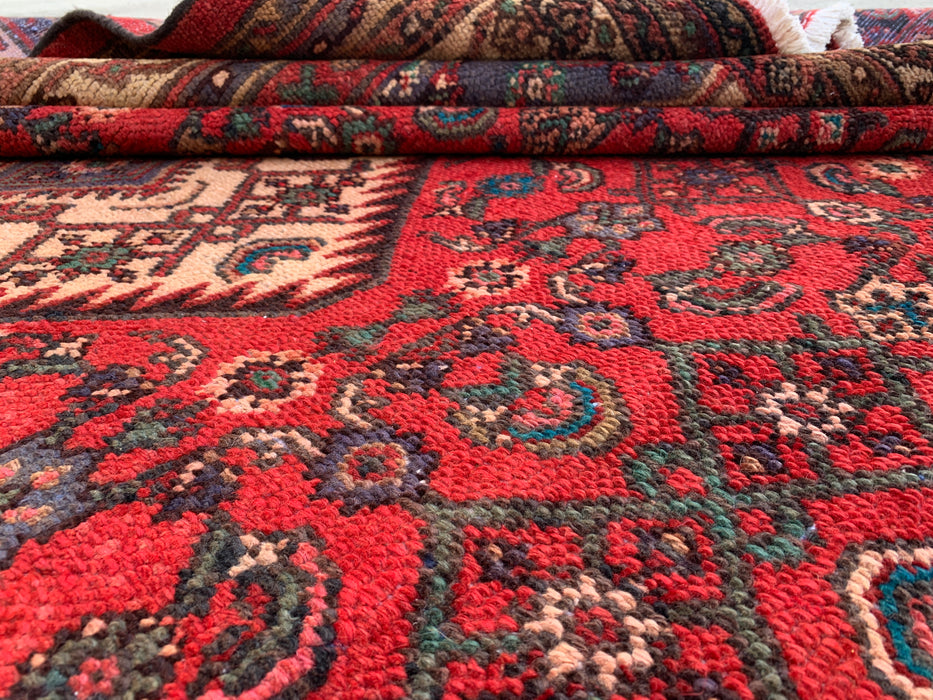 Handmade Persian Wool Area Rug 7x10 - Red Medallion Persian Style Rug - Exact Size 9'10" x 7'0" - KBHM-941