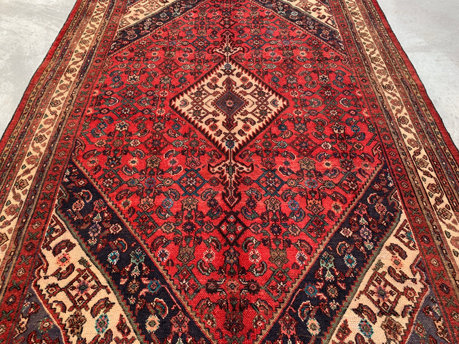 Handmade Persian Wool Area Rug 7x10 - Red Medallion Persian Style Rug - Exact Size 9'10" x 7'0" - KBHM-941