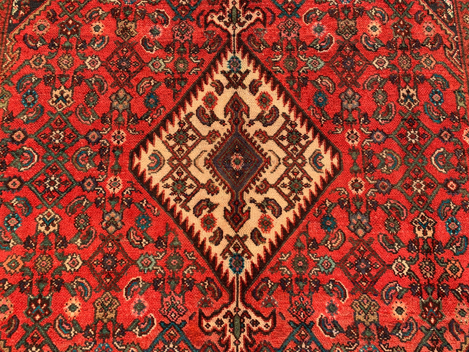 Handmade Persian Wool Area Rug 7x10 - Red Medallion Persian Style Rug - Exact Size 9'10" x 7'0" - KBHM-941