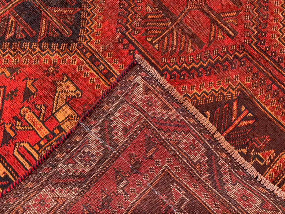 Handgemaakt Perzisch wollen vloerkleed 7x10 - Roestkleurig geometrisch tribaal medaillon Perzische stijl tapijt - Exacte afmeting 9'7" x 6'4" - KBHM-942