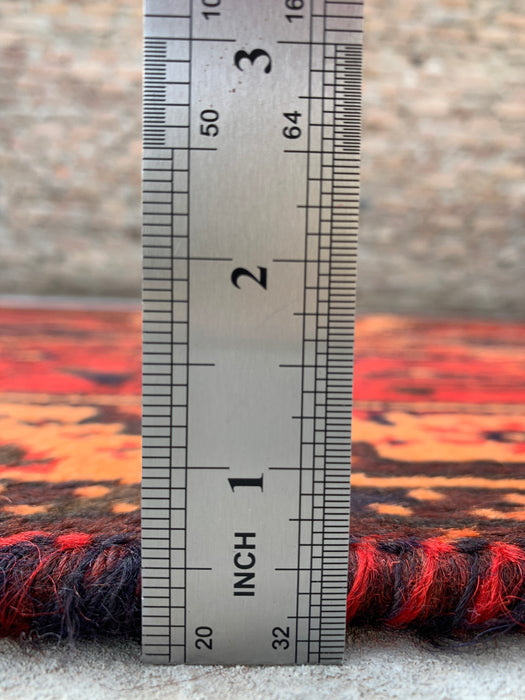 Handgemaakt Perzisch wollen vloerkleed 7x10 - Roestkleurig geometrisch tribaal medaillon Perzische stijl tapijt - Exacte afmeting 9'7" x 6'4" - KBHM-942