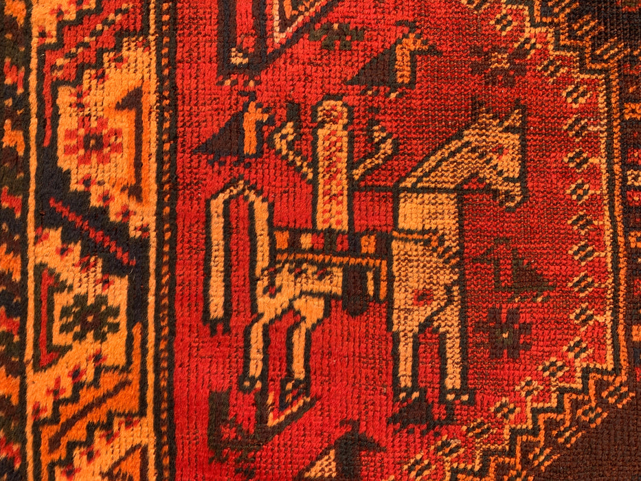 Handgemaakt Perzisch wollen vloerkleed 7x10 - Roestkleurig geometrisch tribaal medaillon Perzische stijl tapijt - Exacte afmeting 9'7" x 6'4" - KBHM-942