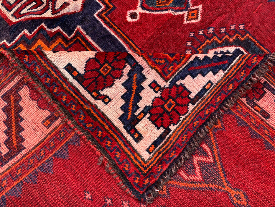 9'6 x 4'10 Hand-Knotted Persian Wool Rug - Red Geometric Tribal Design - KBHM-943