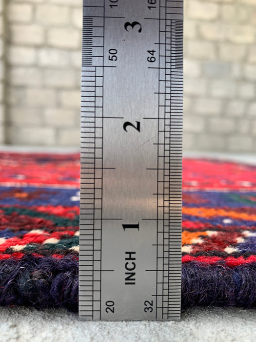 9'1 x 3'7 handgeknoopte Perzische wollen loper - Rood tribaal ruitmedaillonontwerp - KBHM-945
