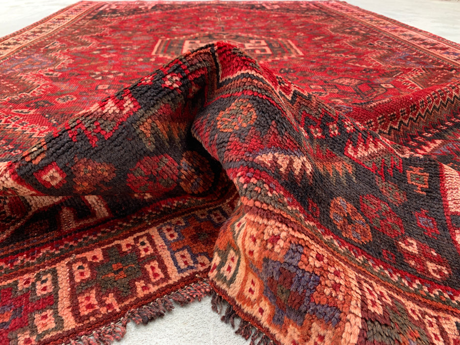 Handgemaakt Perzisch wollen vloerkleed 213x305 cm - Rood tribaal medaillon Perzisch stijl kleed - Exacte afmeting 310 cm x 203 cm - KBHM-946