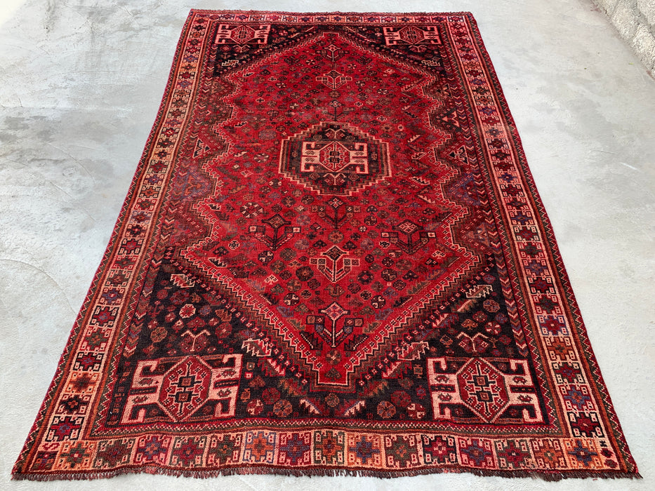 Handgemaakt Perzisch wollen vloerkleed 213x305 cm - Rood tribaal medaillon Perzisch stijl kleed - Exacte afmeting 310 cm x 203 cm - KBHM-946