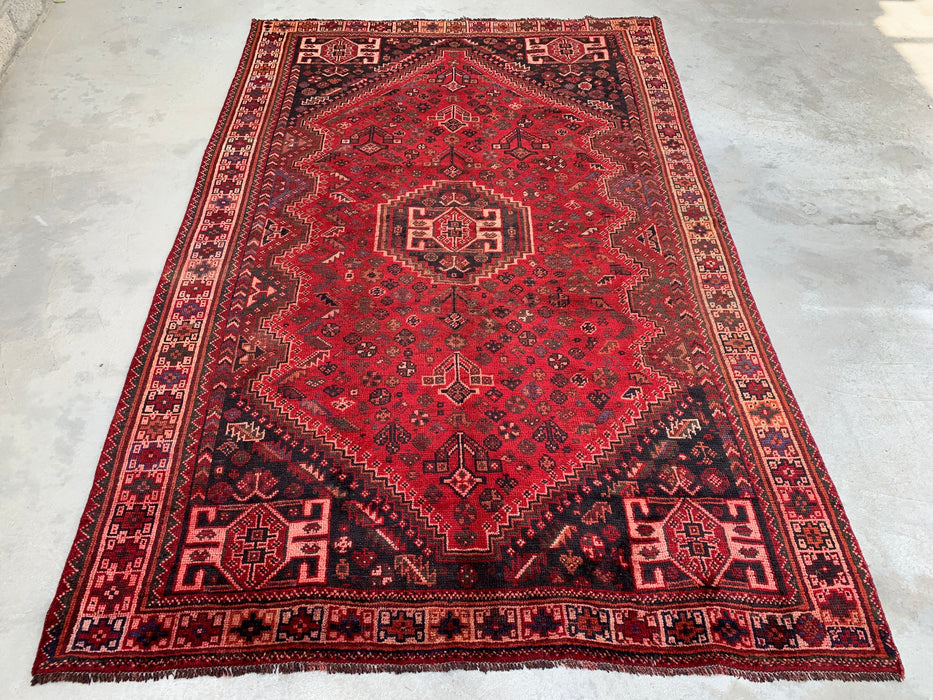 Handgemaakt Perzisch wollen vloerkleed 213x305 cm - Rood tribaal medaillon Perzisch stijl kleed - Exacte afmeting 310 cm x 203 cm - KBHM-946