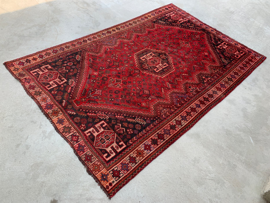 Handgemaakt Perzisch wollen vloerkleed 213x305 cm - Rood tribaal medaillon Perzisch stijl kleed - Exacte afmeting 310 cm x 203 cm - KBHM-946