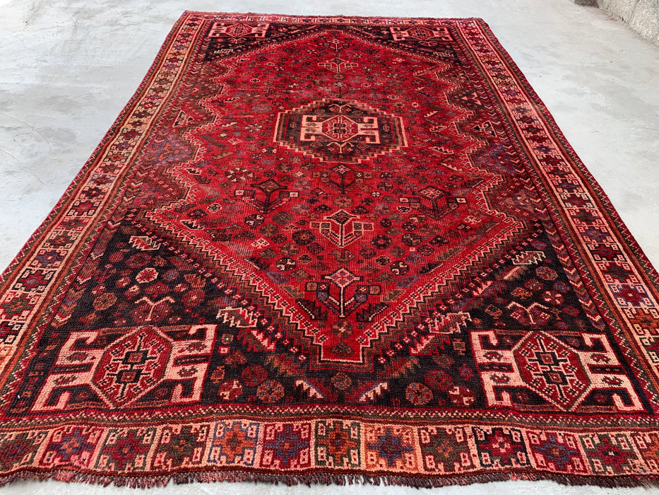 Handgemaakt Perzisch wollen vloerkleed 213x305 cm - Rood tribaal medaillon Perzisch stijl kleed - Exacte afmeting 310 cm x 203 cm - KBHM-946