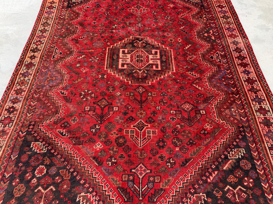 Handgemaakt Perzisch wollen vloerkleed 213x305 cm - Rood tribaal medaillon Perzisch stijl kleed - Exacte afmeting 310 cm x 203 cm - KBHM-946
