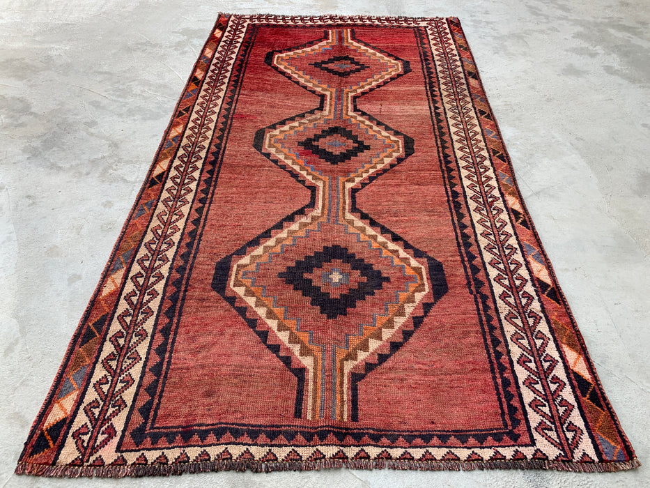 218 cm x 124 cm handgeknoopt Perzisch wollen tapijt - Taupe geometrisch tribaal ruitontwerp - KBHM-947