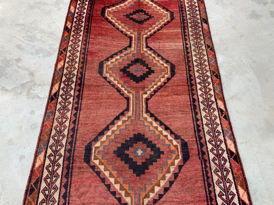 218 cm x 124 cm handgeknoopt Perzisch wollen tapijt - Taupe geometrisch tribaal ruitontwerp - KBHM-947